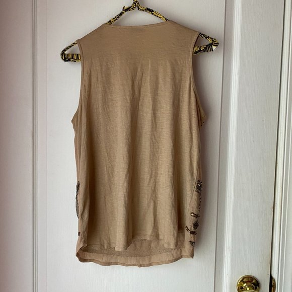 Lucky Brand | Beaded Beige Tank Top Small - Picture 6 of 7